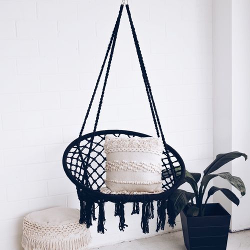 Madrid | Macrame Hanging Chair Swing - Black