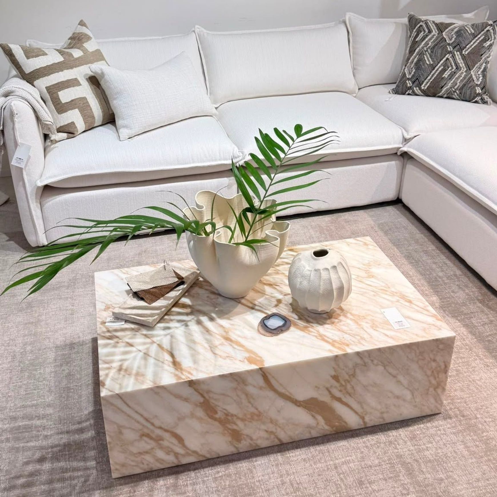 Block Coffee Table - New Gold Calacatta Marble