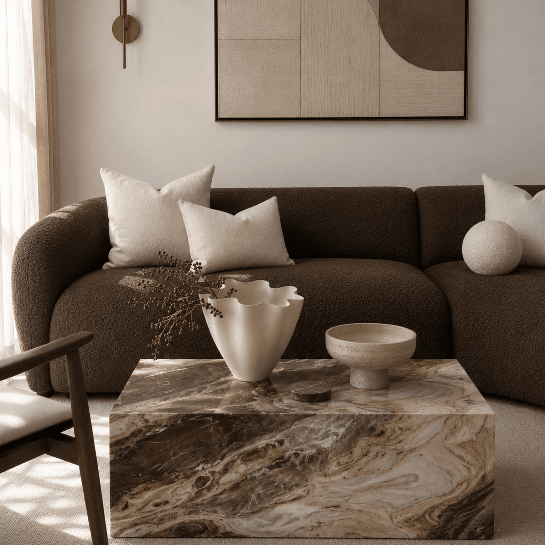 Block Coffee Table - Tiramisu Marble