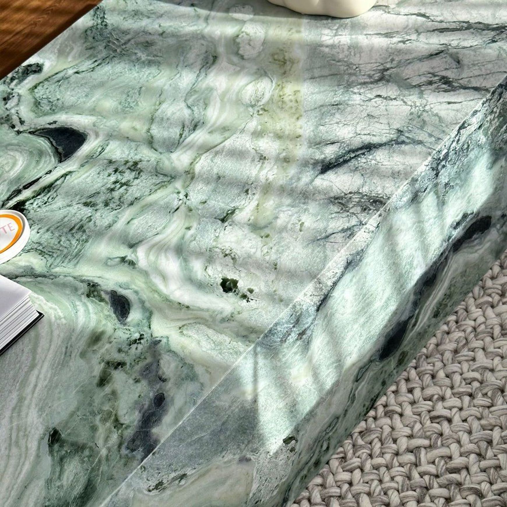 Block Coffee Table - Twill Green Marble