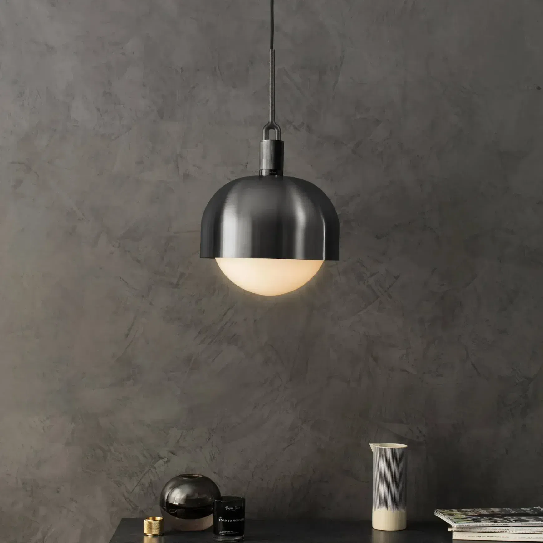 Forked Shade and Globe Pendant