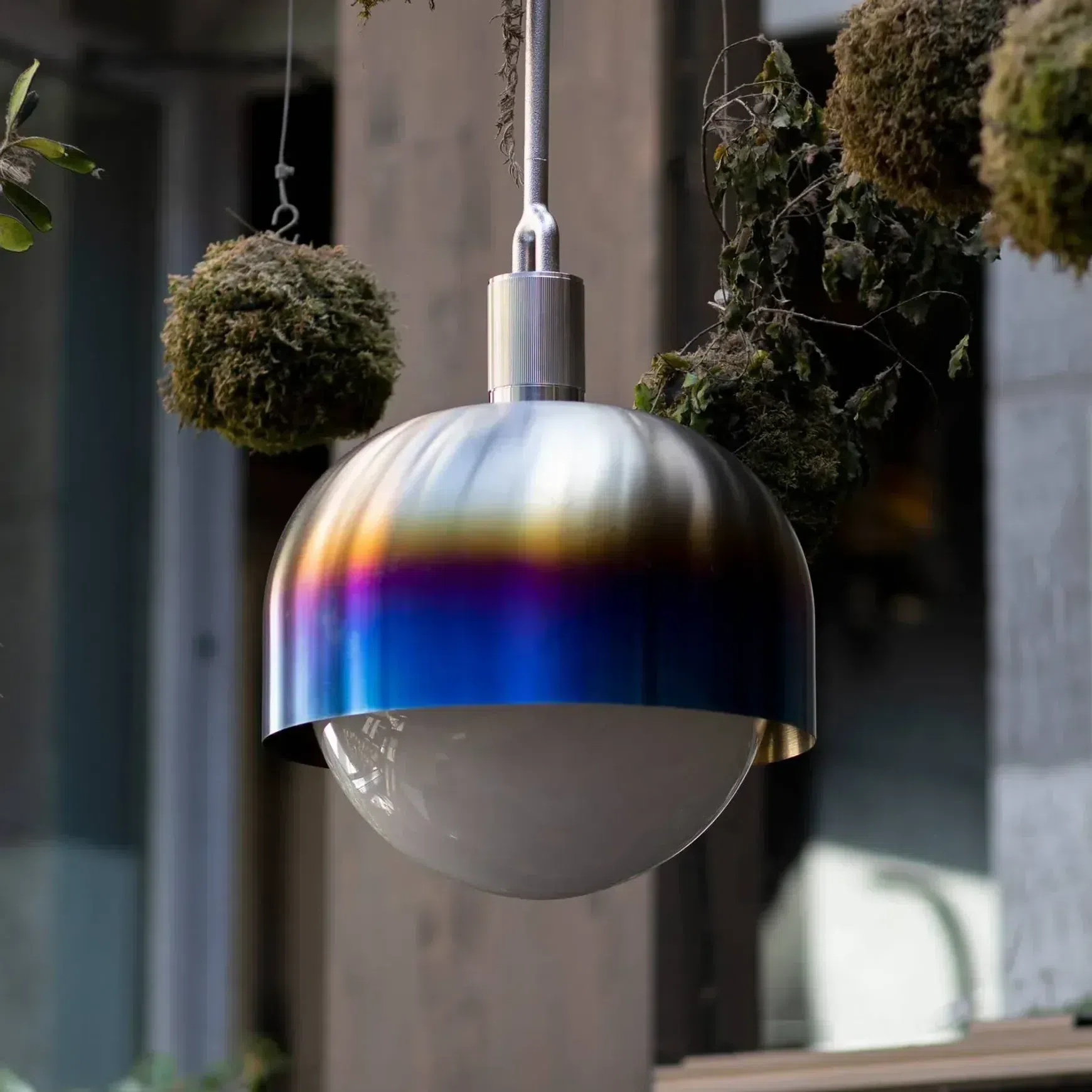 Forked Shade and Globe Pendant
