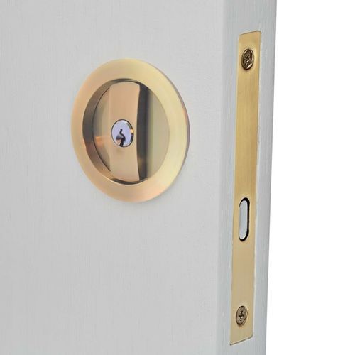 Brushed Brass Cavity Sliding Key Lock Door Lock ROUND I Mucheln