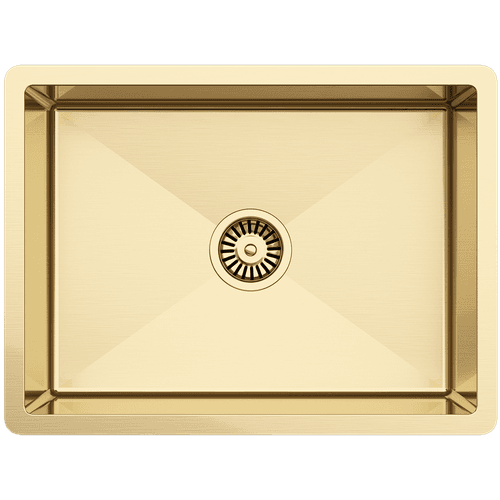 Brushed Brass Gold Willow 600x450 Medium Single Bowl Sink