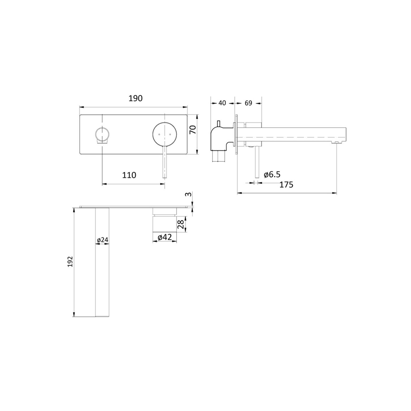 Unika Hali Wall Basin Mixer with Spout