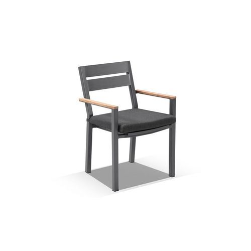 Capri Outdoor Dining Chair w/ Teak Arm Rests