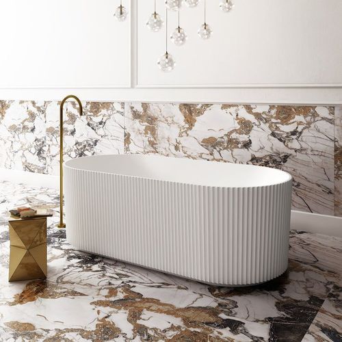 V-Groove Round Bath Matte White