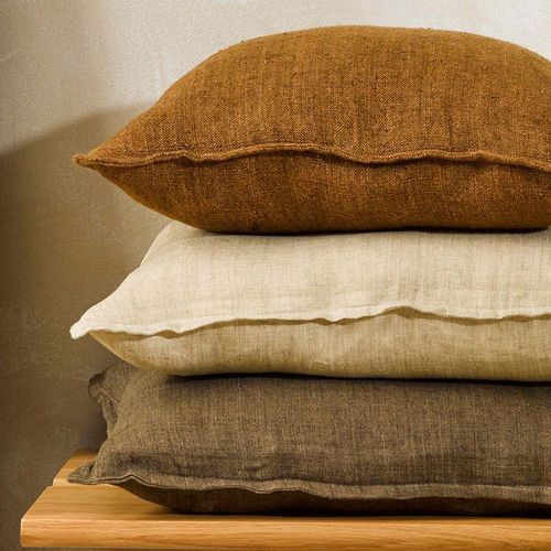 Baya Cassia Handwoven 100% Linen Cushion - Clove | Square