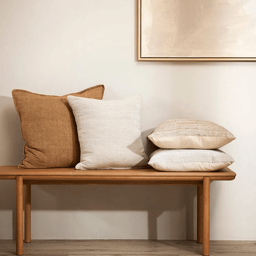 Baya Cassia Handwoven 100% Linen Cushion - Cumin | Square