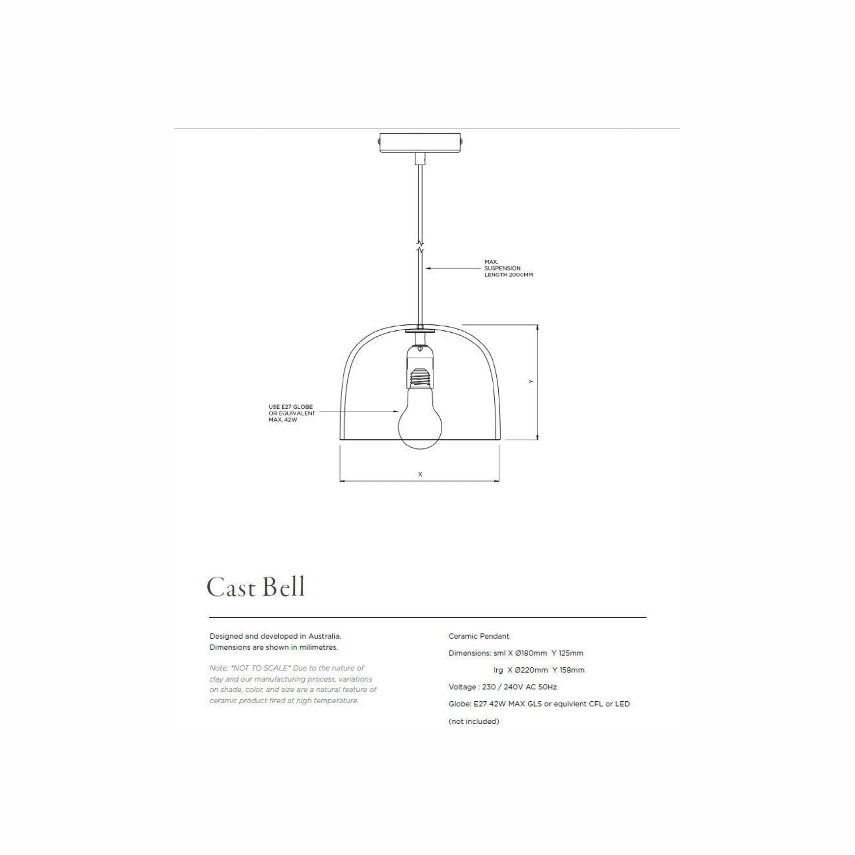 Ceramic Pendant Bell Light Large