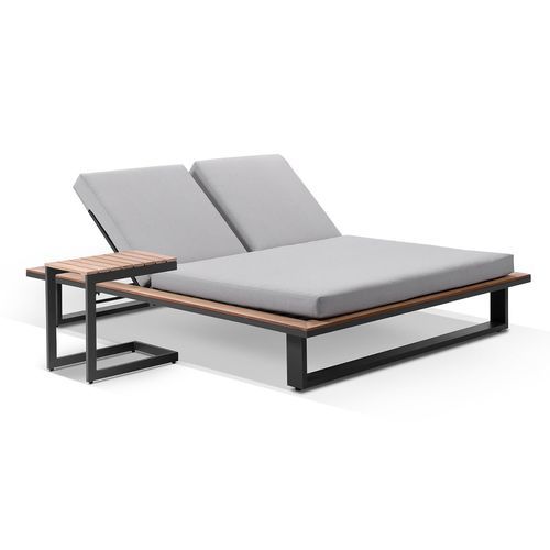 Balmoral Charcoal Grey Double Sunlounge & Square Table