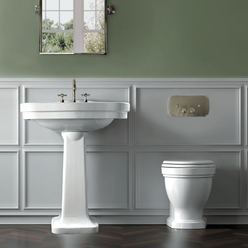 Turner Hastings Claremont Wall Faced Pan With Geberit In Wall Cistern & Traditional Flush Plate