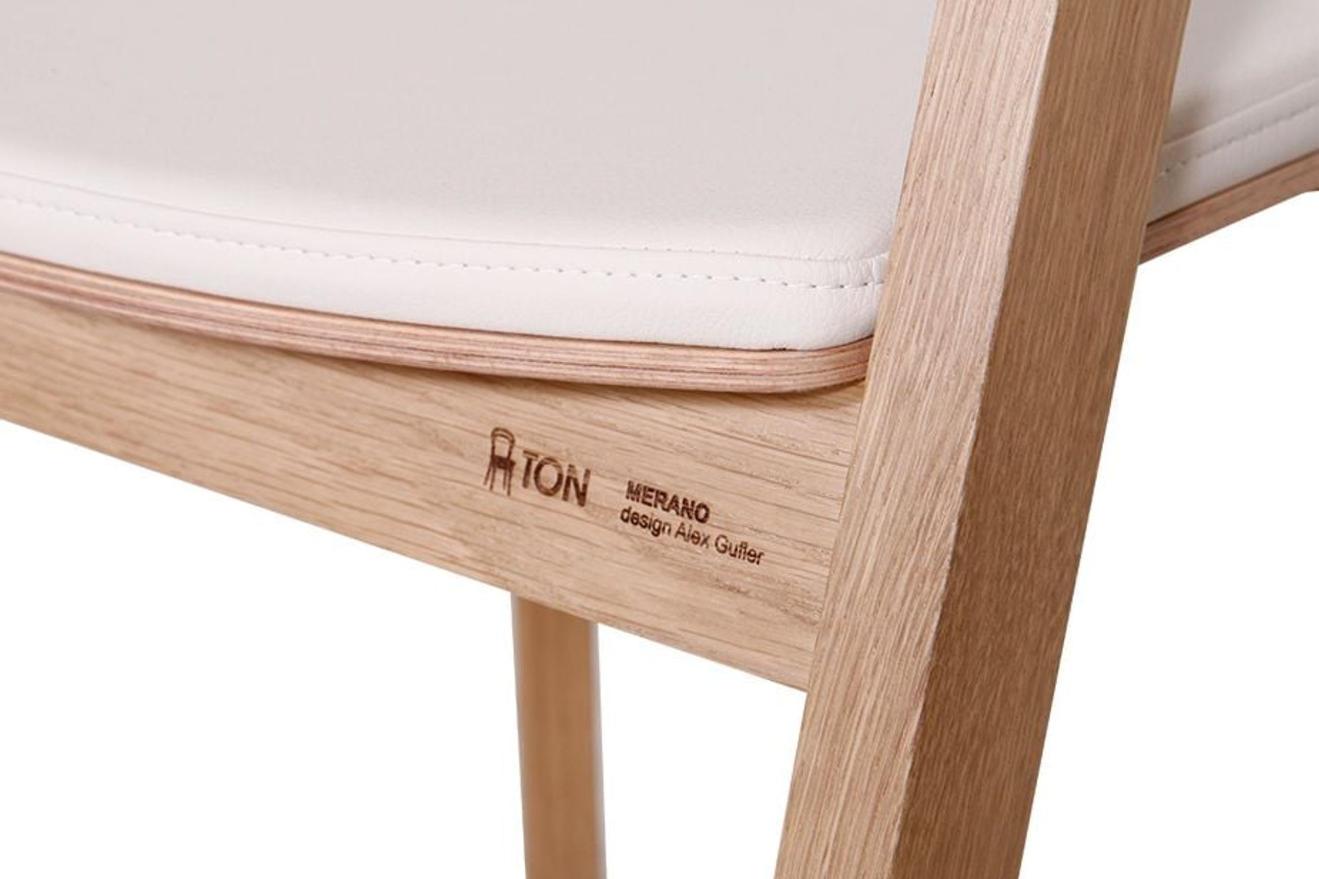 Merano Dining Chair - Natural Oak - White Pad - by TON