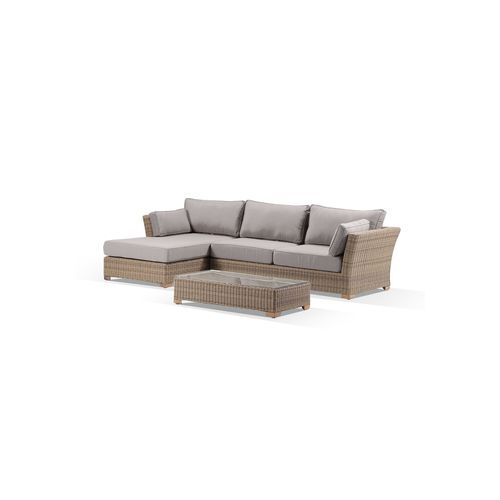 Coco Outdoor Wheat Wicker Chaise Lounge