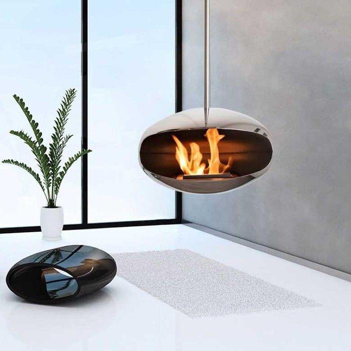 Aeris Hanging Cocoon Fireplace SS w/ Straight SS Suspension