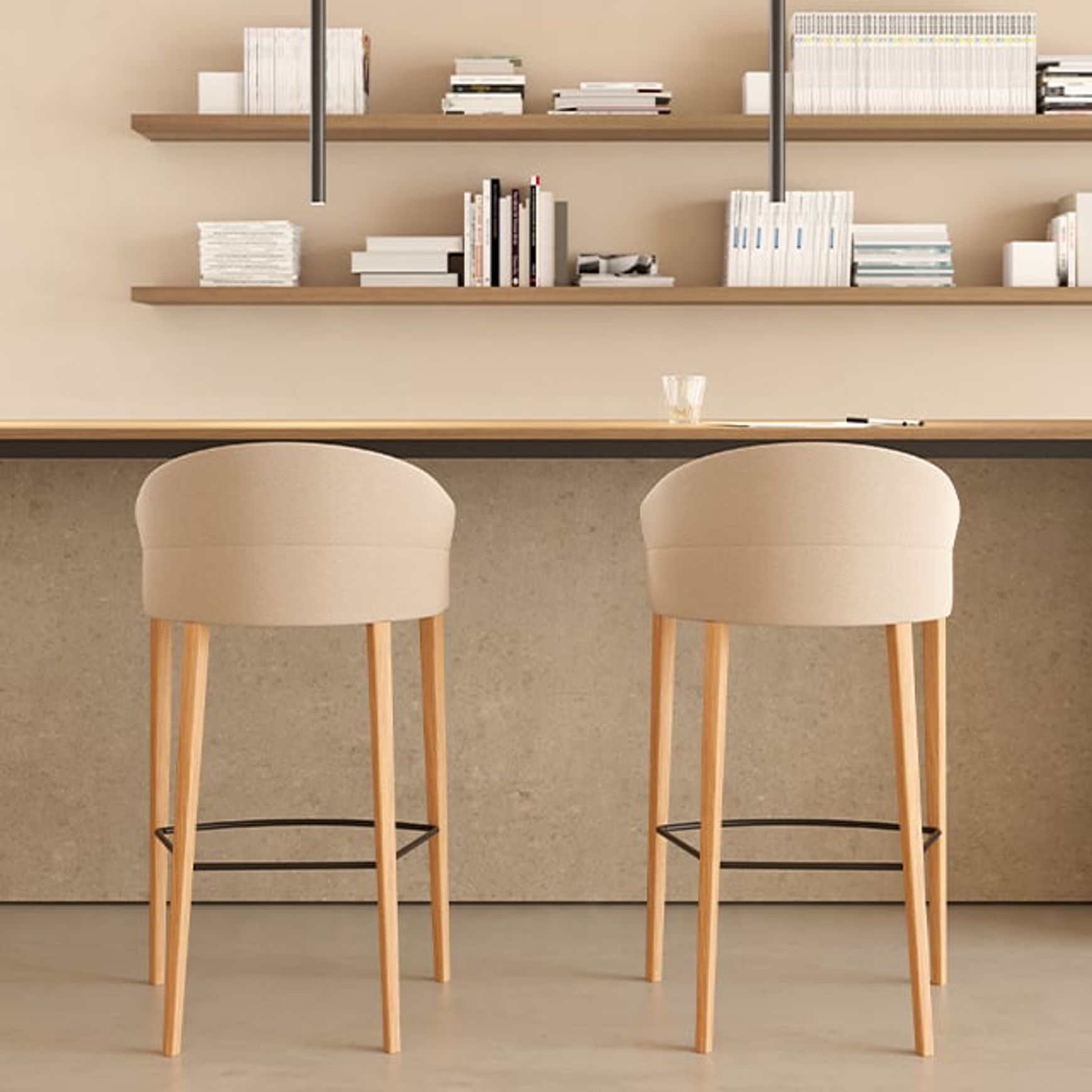 Copa Counter Stool - Wooden Legs