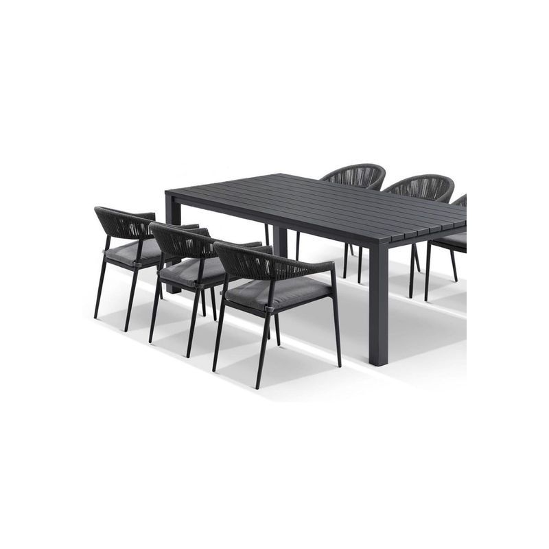 Cove Table 220cm with Cove Chairs 7pc Dining Set - Charcoal