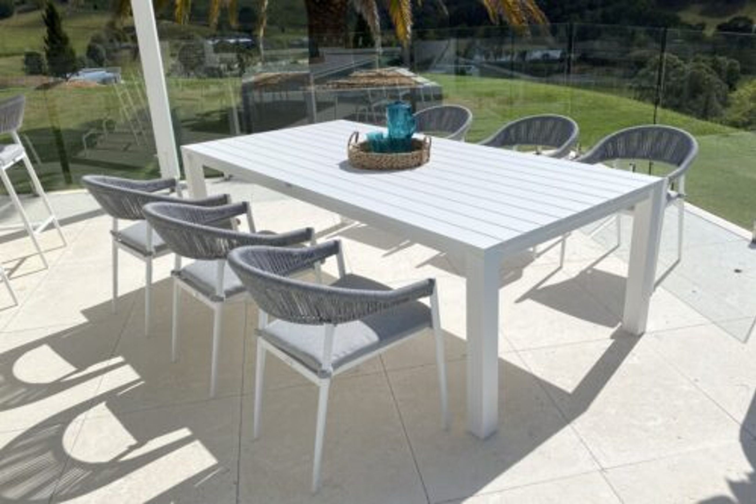 Cove Table 220cm with Cove Chairs 7pc Dining Set - White