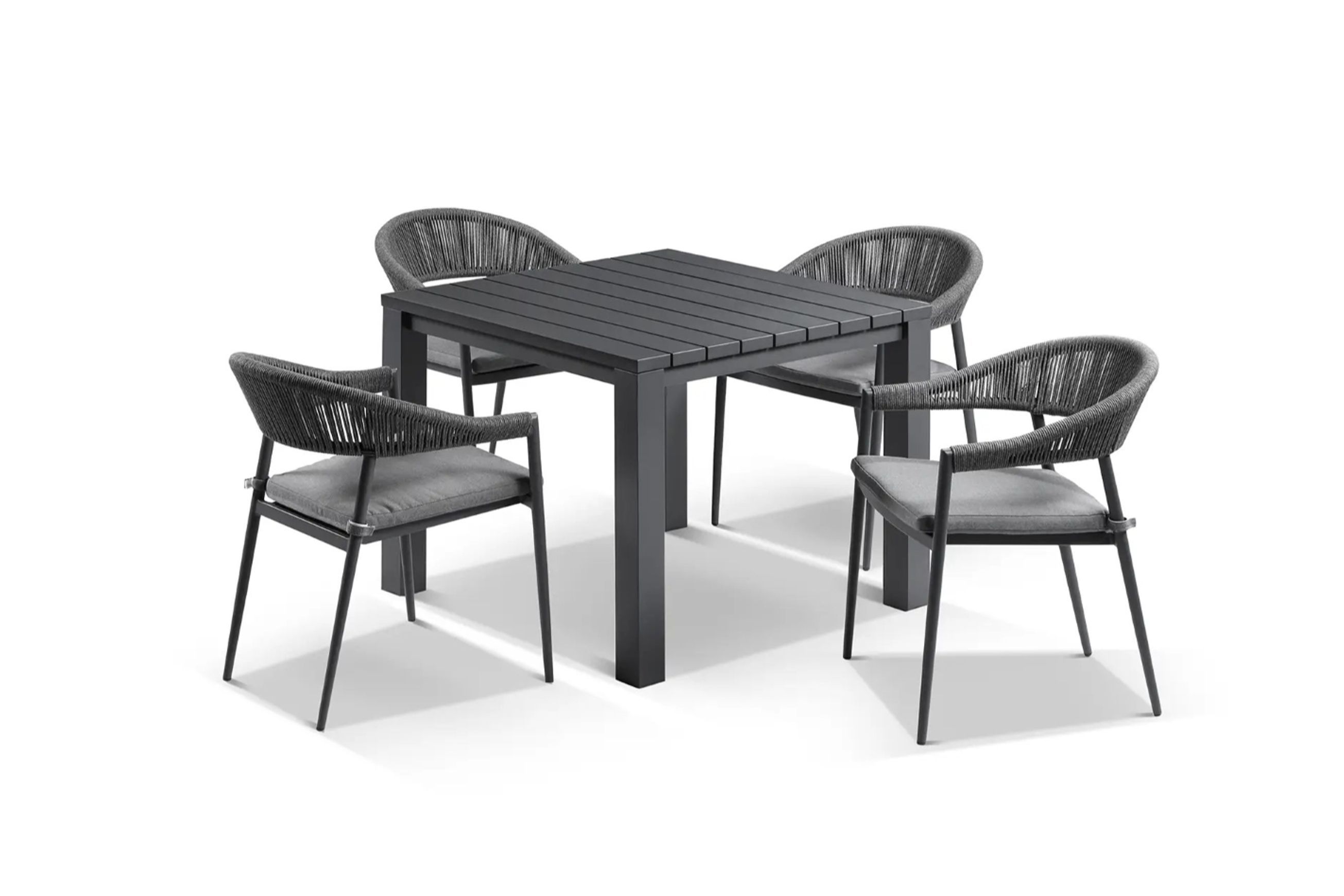 Cove Table 95cm with Cove Chairs 5pc Dining Set - Charcoal