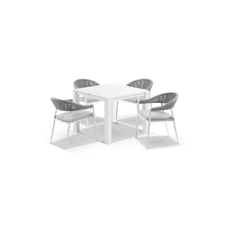Cove Table 95cm with Cove Chairs 5pc Dining Set - White