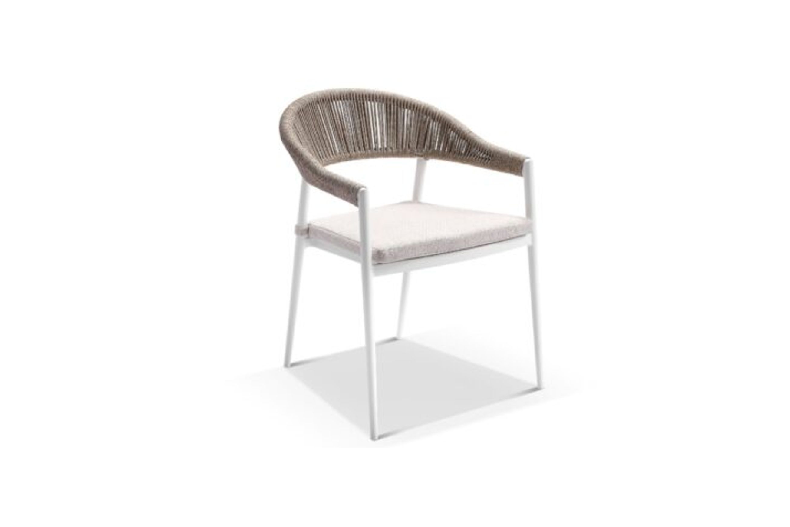 Cove Biscuit Rope Outdoor Dining Chair with Olefin Cushion - White