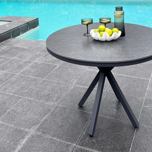 Cove Round Ceramic Outdoor Dining Table 100cm | Charcoa