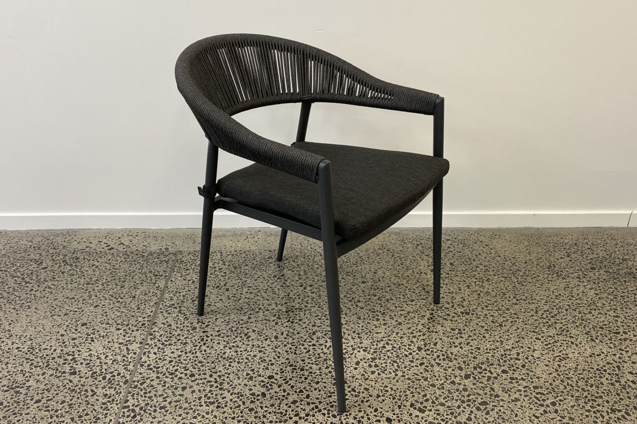 Cove Round Ceramic Table with Cove Chairs 5pc Set  - Charcoal