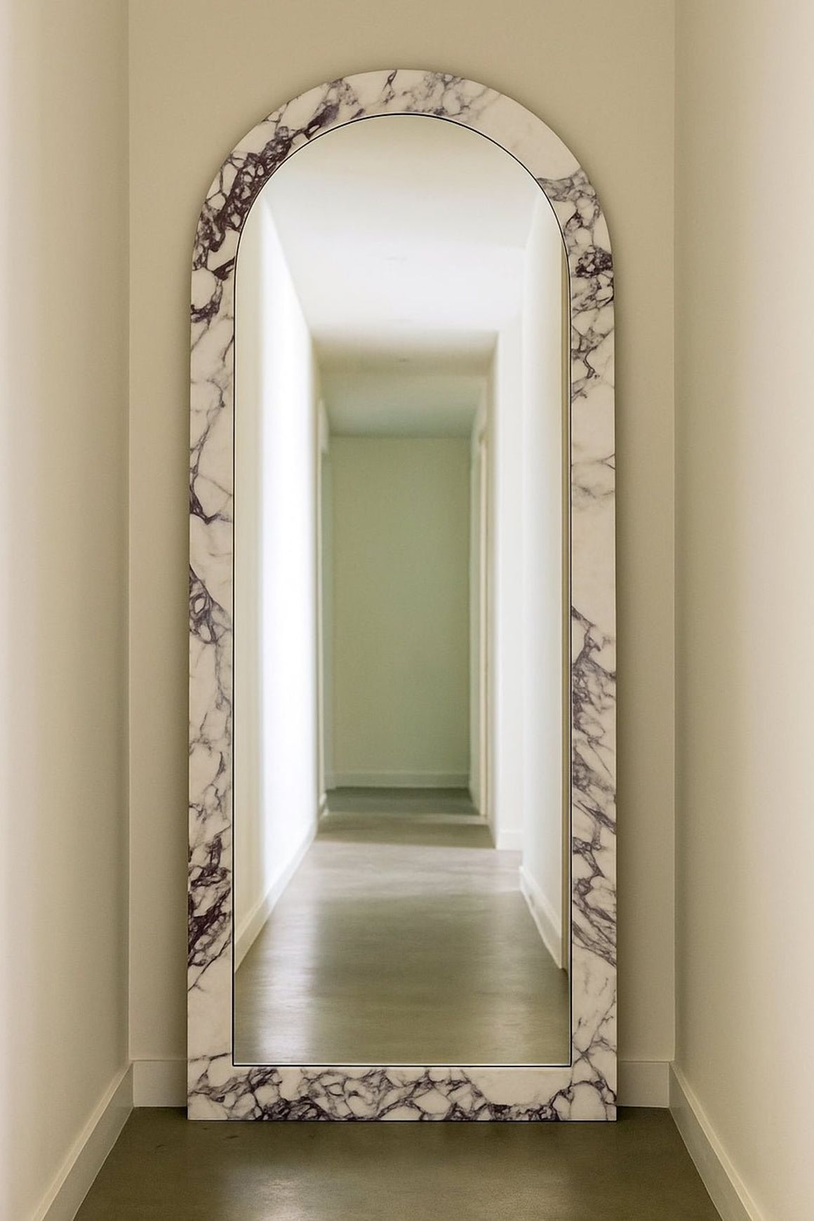 Crescent Arch Mirror - Viola Calacatta Marble