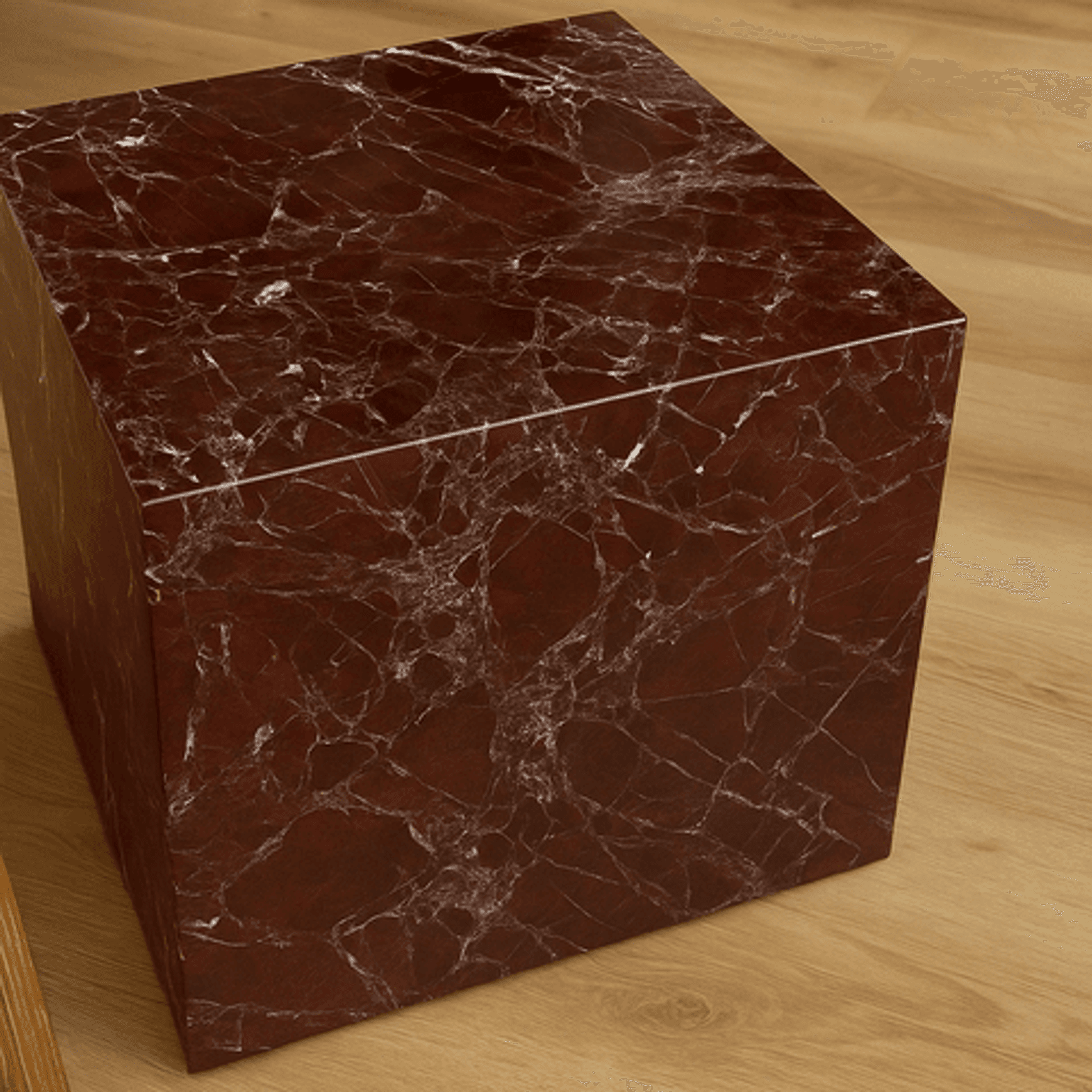 Cube Side Table - Rosso Levanto Marble