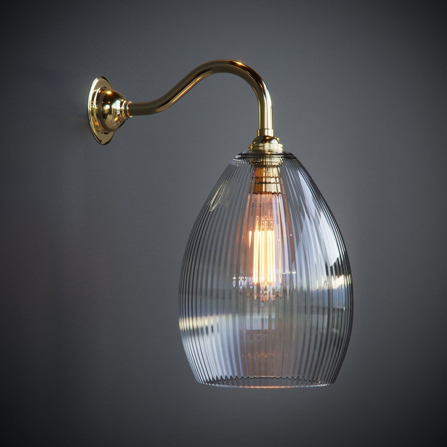 Jules Fine Ribbed Clear Glass Wall Light