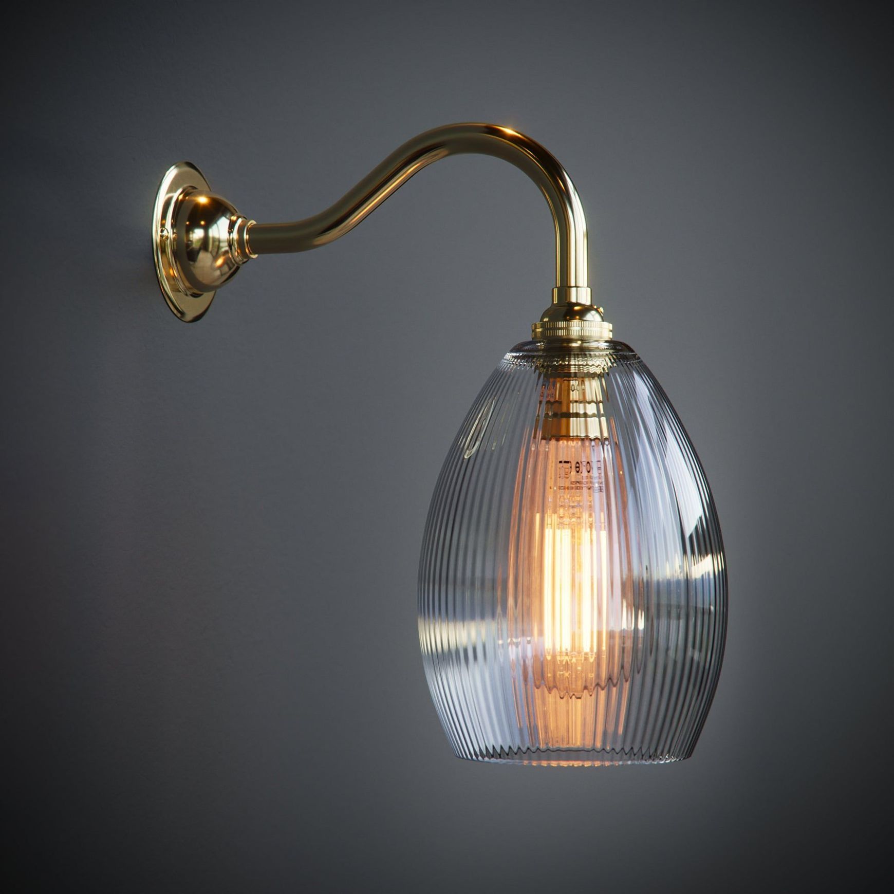 Jules Fine Ribbed Clear Glass Wall Light