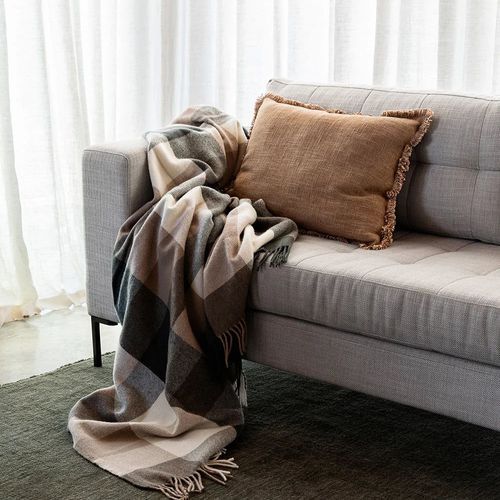 Baya Dover Cushion - Tan Brown | Lumbar with Fringe