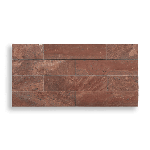 Red Travertine Marble Honed Subway 305x75x10mm