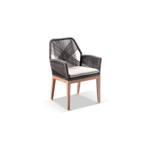 Darcey Outdoor Walnut Teak and Rope Dining Chair