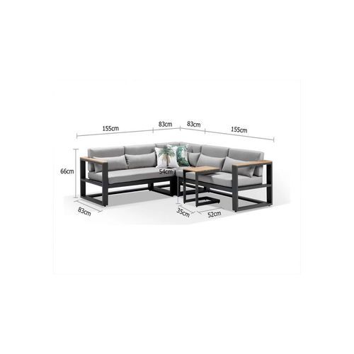 Balmoral Aluminium & Teak Lounge W/Side Table