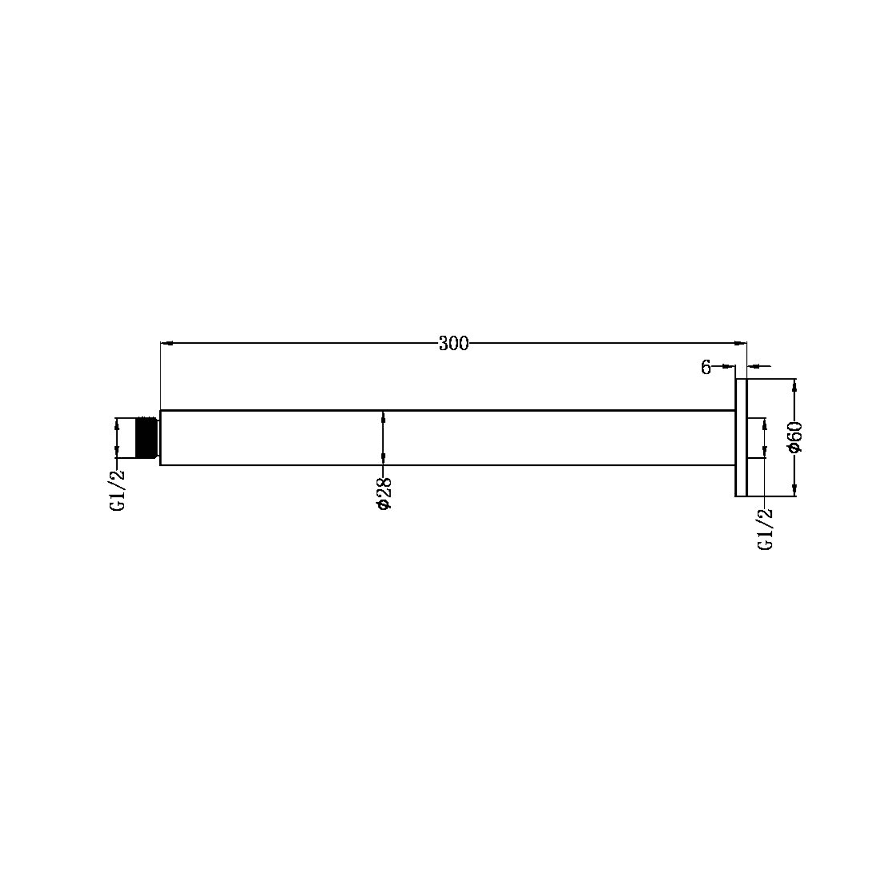 Zen SS316L Round Ceiling Arm 300mm Length | Brushed Nickel