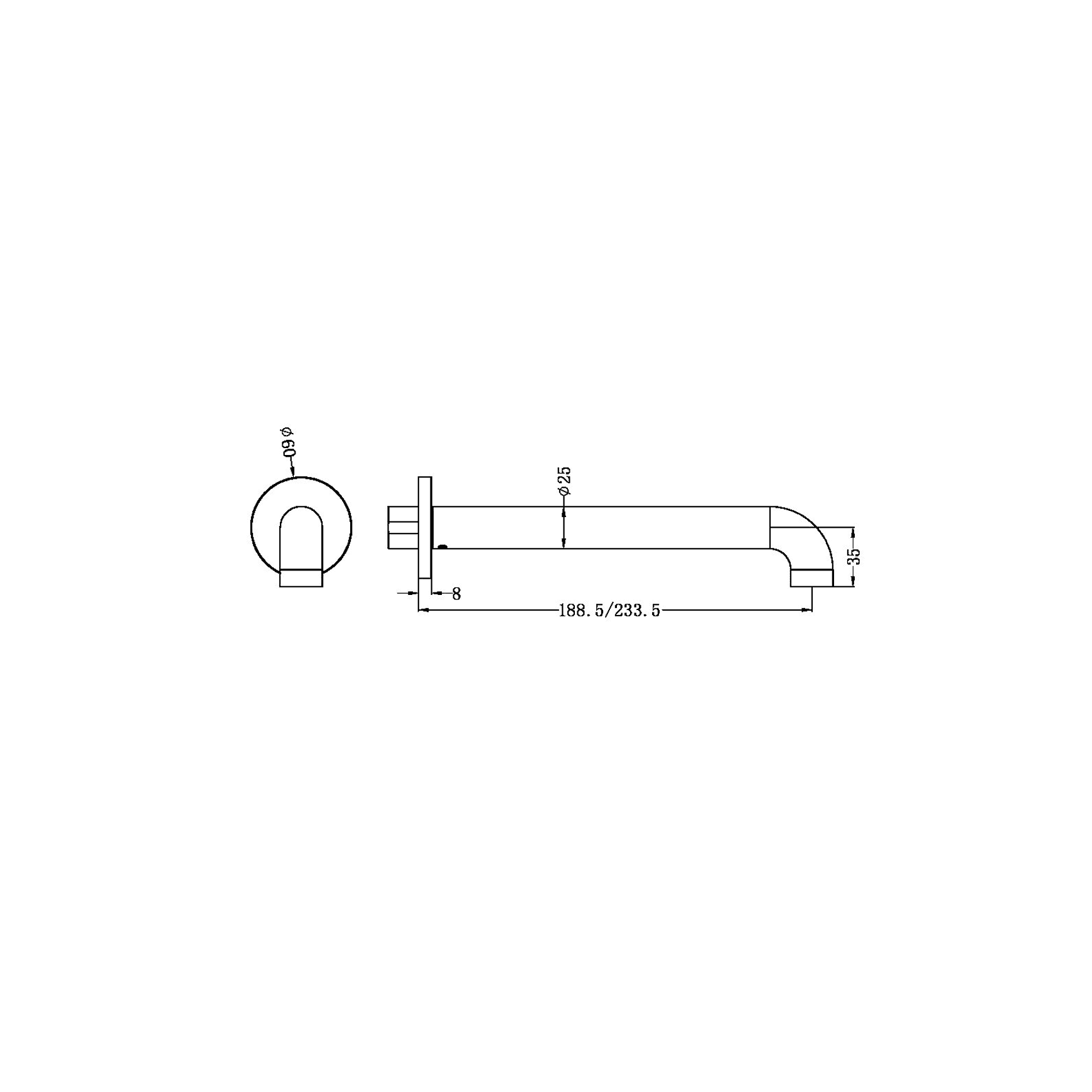 Zen SS316L Round Basin/Bath Spout 185mm | Brushed Bronze