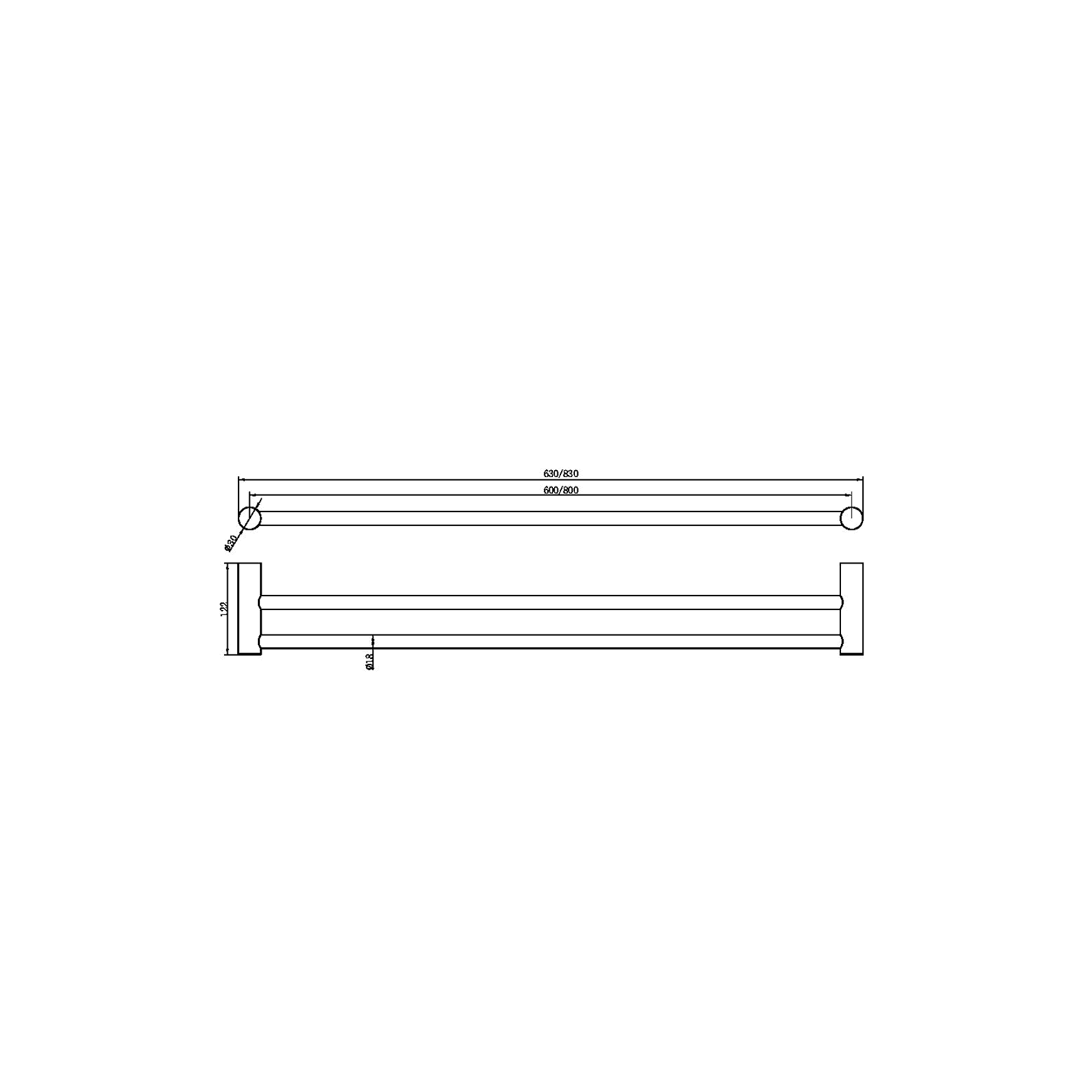 Zen SS316L Double Towel Rail 600mm | Brushed Bronze