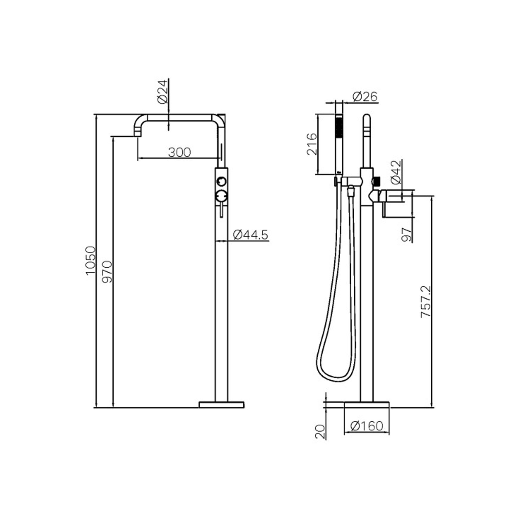 Zen SS316L Freestanding Bath Mixer | Brushed Bronze