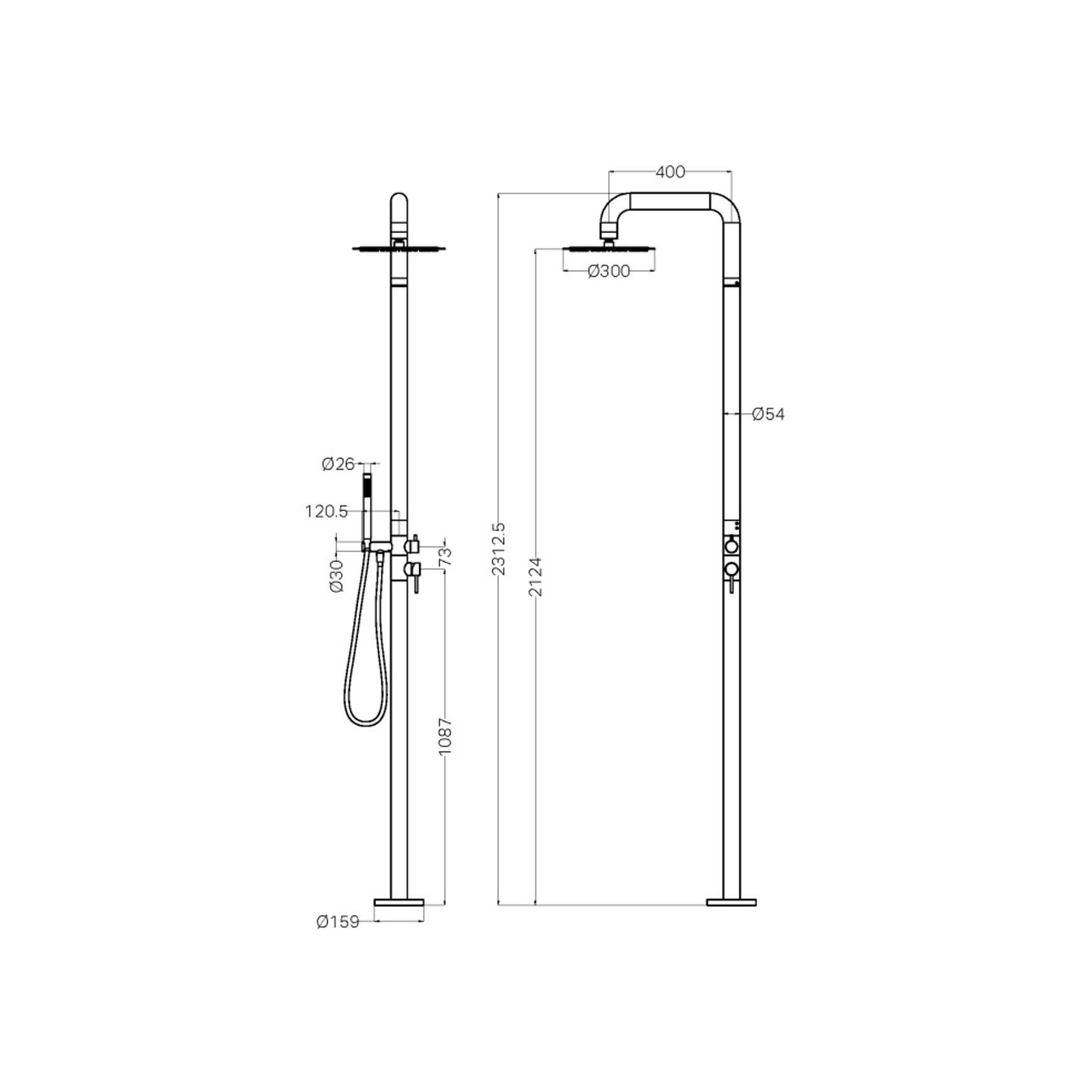 Zen SS316L Outdoor Freestanding Shower Column | Brushed Nickel