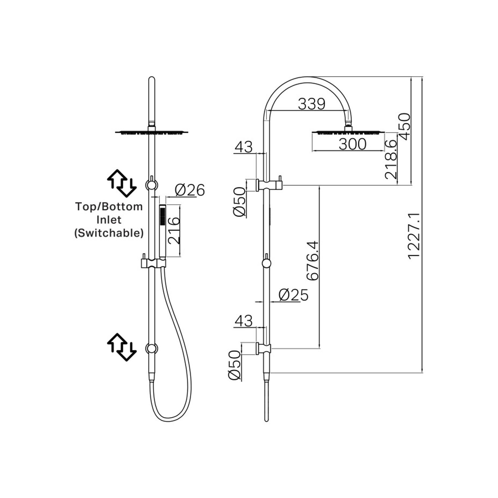 Zen SS316L Twin Shower Set | Graphite