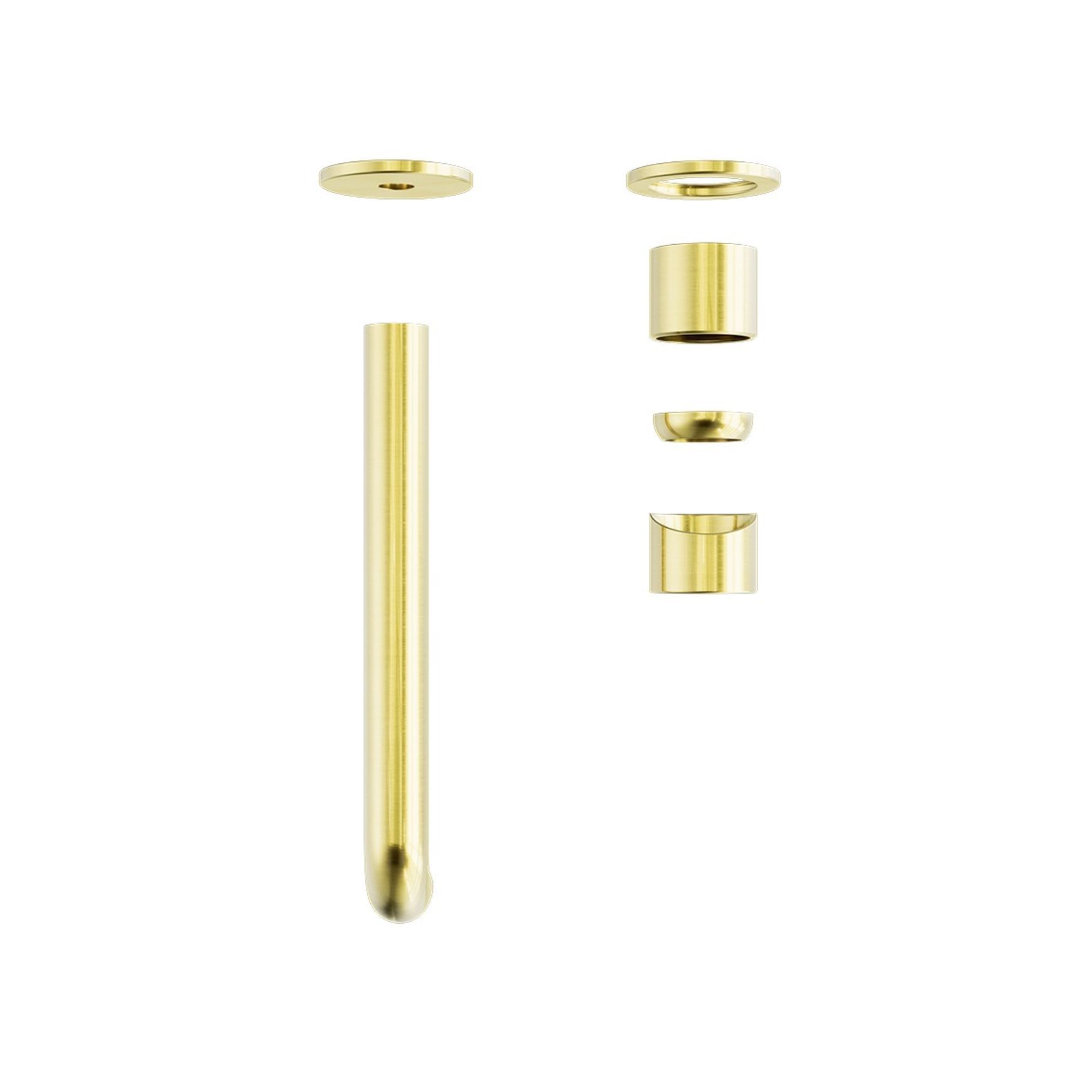 Zen SS316L Wall Basin/Bath Mixer Separate Back Plate 230mm Spout Trim Kits | Brushed Gold