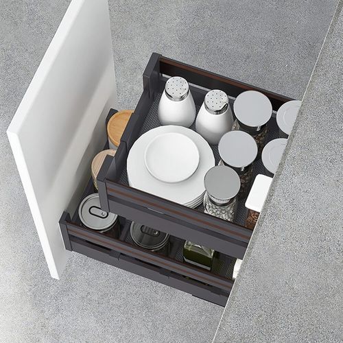 Nero Kitchen Pull-Out Cupboard Organiser - Suits 350mm Cupboard - Dark Grey