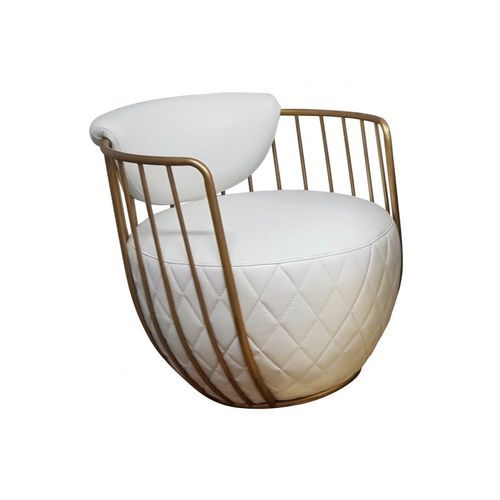 Bubble White Leather and Polished Brass Armchair