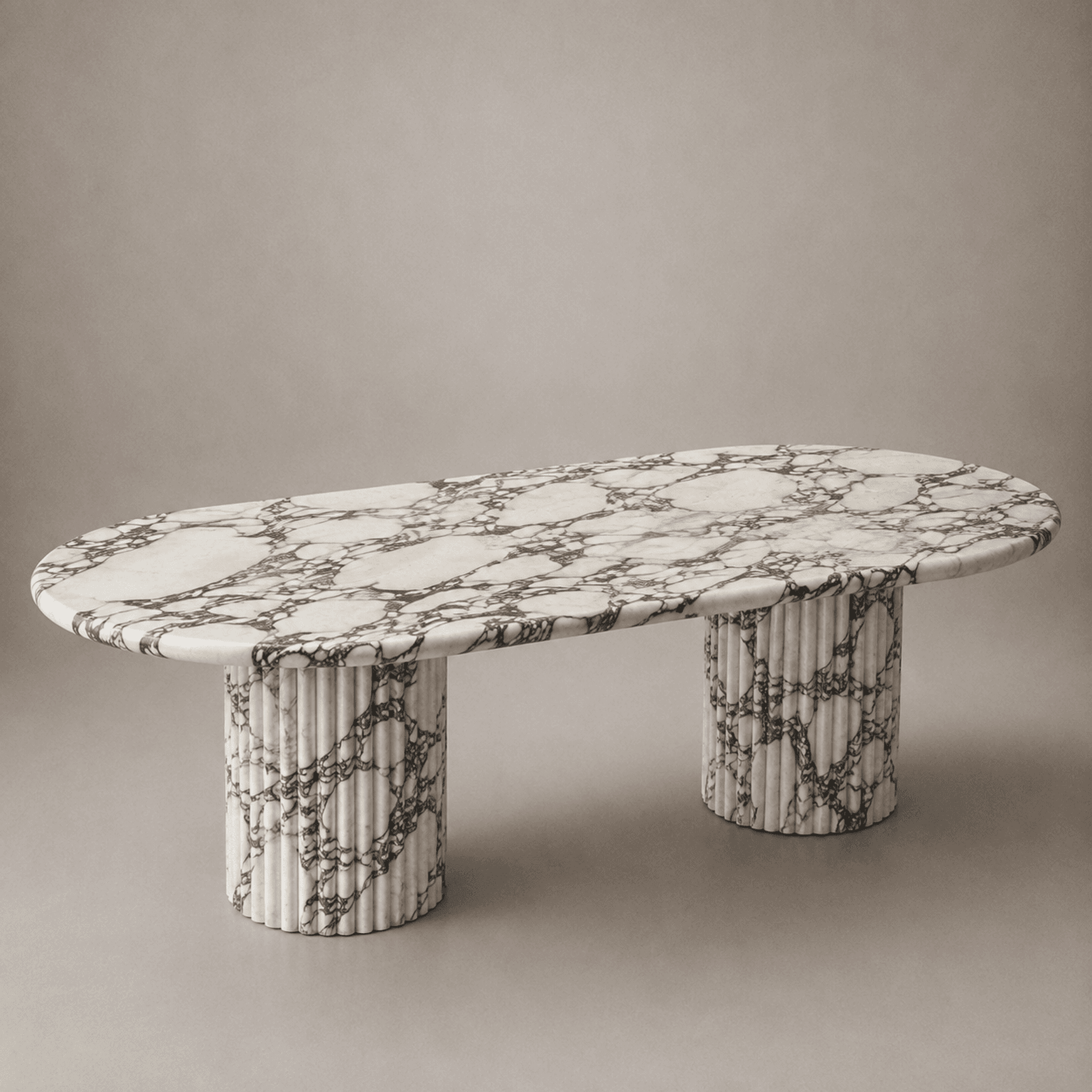 Fluted Oval Dining Table - Viola Calacatta Marble