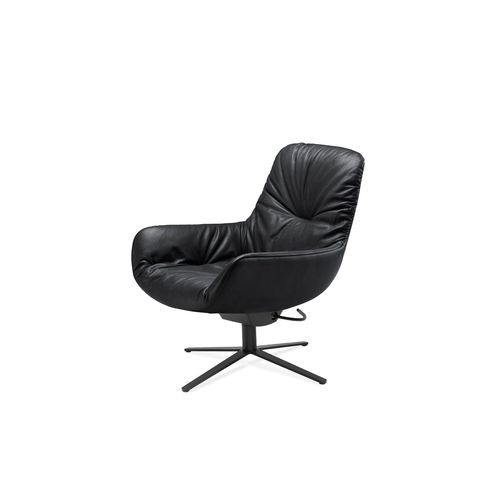 Freifrau | Leya Lounge Chair | X-Base Frame With Tilt | Orient Ebony (Black) Leather