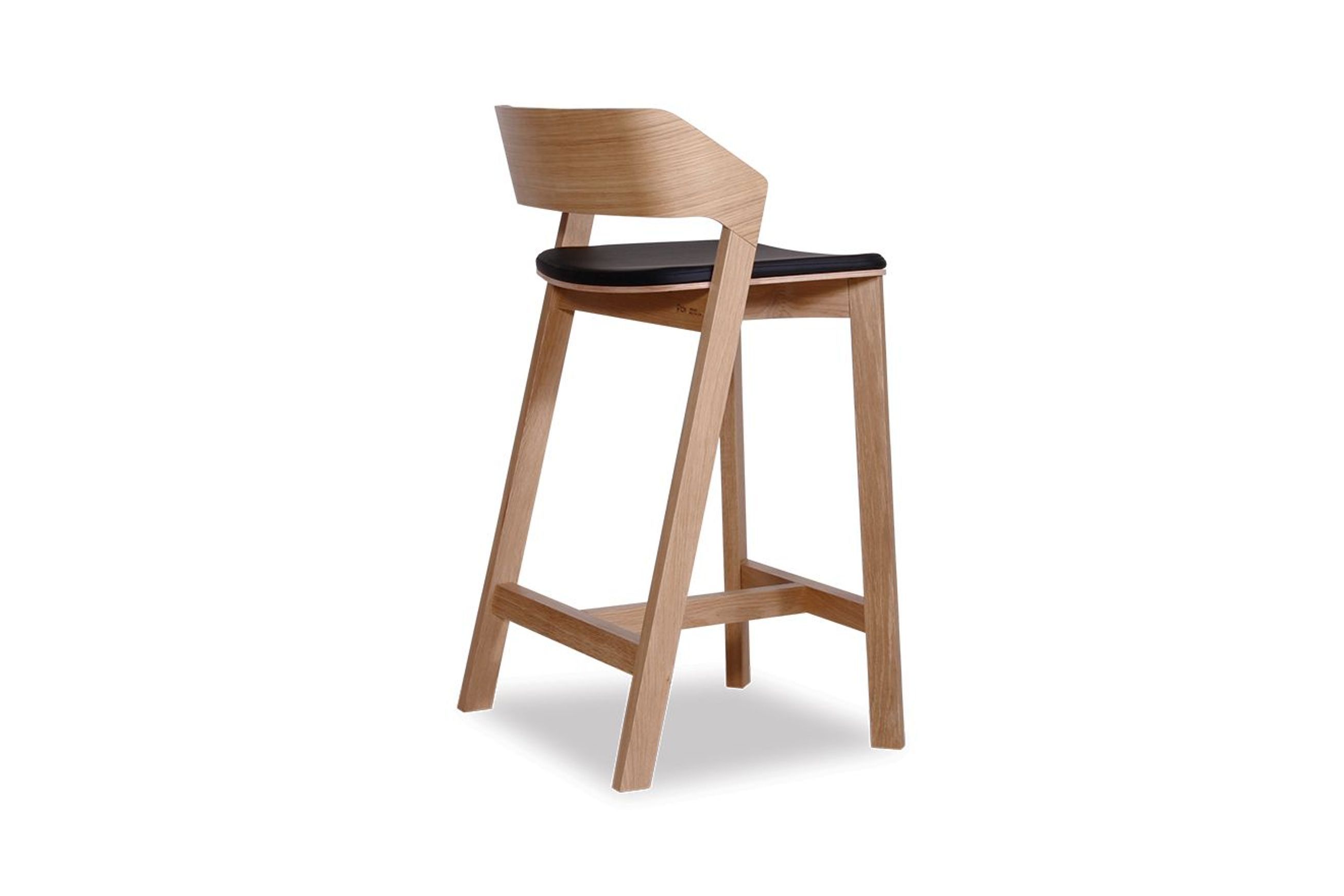Merano Kitchen Stool - Natural Oak - Black Pad - by TON