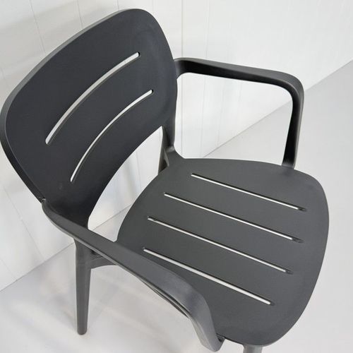 Grace Resin Arm Dining Chair - Charcoal