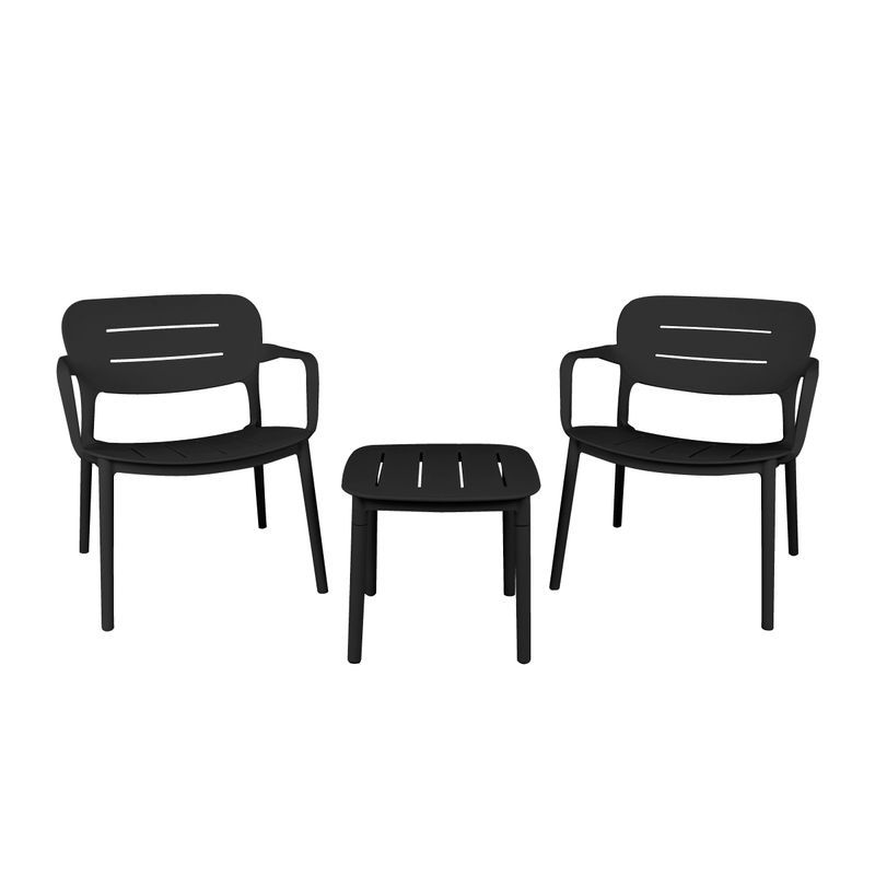 Grace Resin Outdoor 3pc Lounge Setting | Charcoal