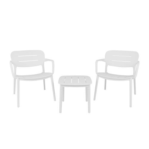 Grace Resin Outdoor 3pc Lounge Setting | White